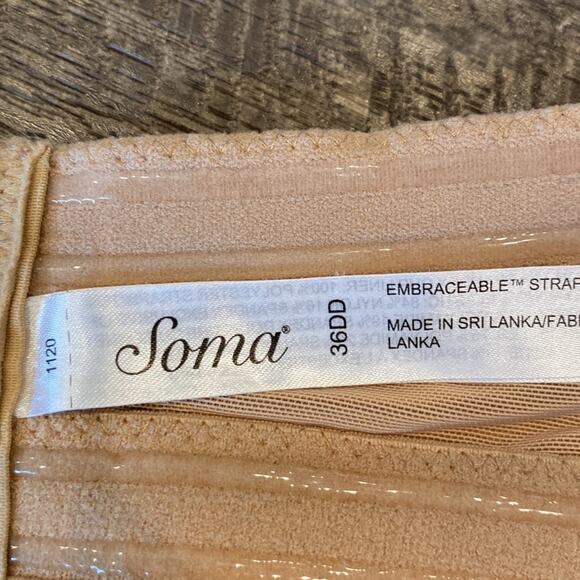 SOMA Nude Strapless Silicon Lined Bra Molded Cups 36DD - Picture 5 of 7
